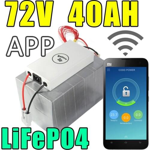 72v 40ah lifepo4 battery app remote control Bluetooth Solar energy electric bicycle battery pack scooter ebike 3000w
