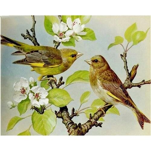 DIY 5D diamond painting cross stitch tow Birds flower round diamond embroidery mosaic pattern Crafts gift stickers decoration