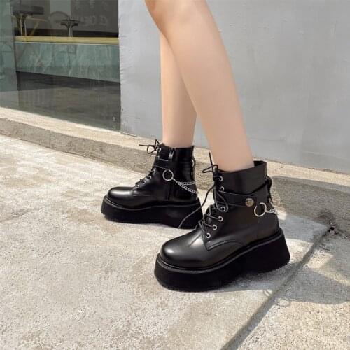 Platform Boots Cowboy demonia boots botas militares Mujer Winter Punk shoes Thick Bottom Motorcycle Boots Comfort shoes LJB215-1