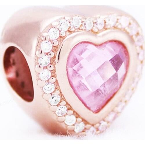 925 Sterling Silver CZ Heart European Charms Bead Fit Original Bracelets Chain DIY Pendant Charm Beads Girl Women Jewelry Making