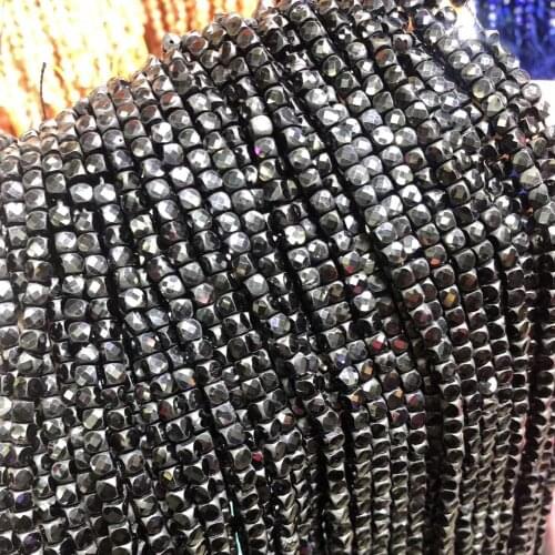 Small Faceted Beads Natural Stone Beads Black Spinels Square Section Loose Beads for Jewelry Making Necklace Bracelets 4mm