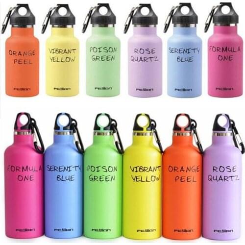 50pcs 350ML/500ML Stainless Steel Vacuum Insulated fashion Water Bottle Double Walled Drinks Cold Sport Bottle with Carabiner