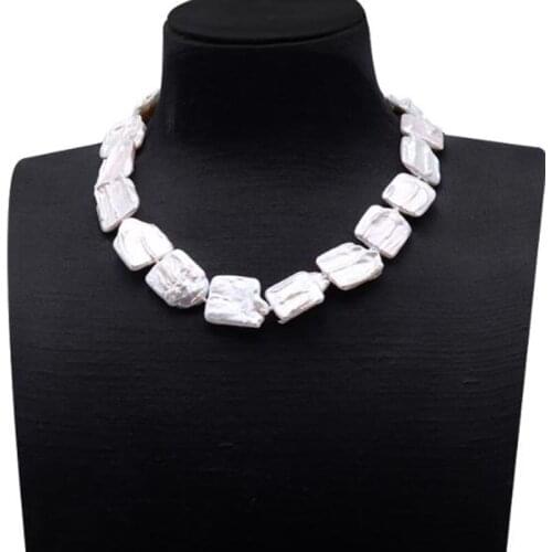 Fine Baroque Pearl Necklace AAA Big Piece Necklaces Classic South Sea Cultured Pearl Chains silver clasp Christmas Gift