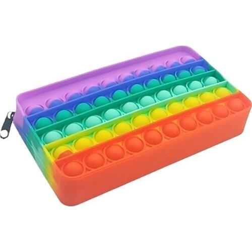 New Push Bubble Fidget Toys Pencil Case Children Stress Relief Silicone Soft Squeeze Toy Decompression Stationery Box Kids Gift