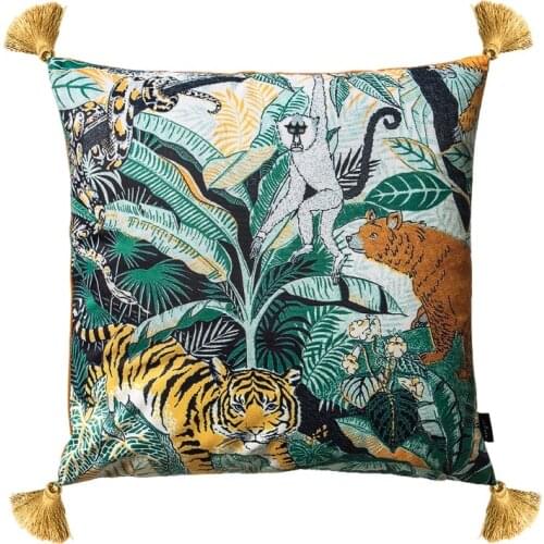 DUNXDECO Artistic Jungle Animal Collection Couch Cushion Cover Decorative Pillow Case Luxury American Style Sofa Chair Coussin