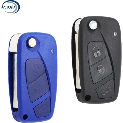 1 Button Flip Remote Car Key Case Fob for-Fiat Punto Stilo Bravo Doblo Panda Scudo Blue and Black Color