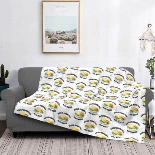 Build Burritos Not Walls Blanket Fleece Summer Crispy Thin Portable Warm Throw Blankets for Home Outdoor Bedding Throws
