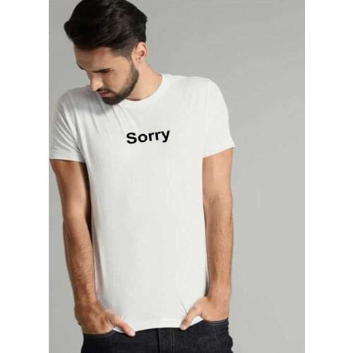 Graphic Tees Men with Sorry Letter Print Summer Short Sleeve Round Neck T Shirts Harajuku Streetwear Tops Fashion Clothing 2020