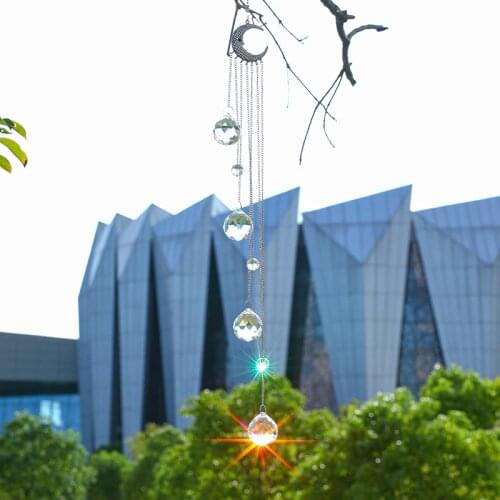 H&D Indoor Outdoor Crescent Moon Sun Catcher Hanging Crystals Ornament Rainbow Maker Window Suncatcher Hme Garden Office Decor