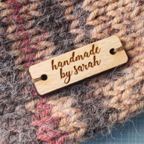 Custom wooden tags handmade clothing knitted crochet narrow rectangular bar 3x1cm 50pcs/lot