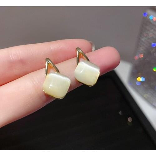 JUWANG Luxury Stud Earrings Fashion Jewelry Moonstone Patchwork Earrings For Women Party Decoration Piercing