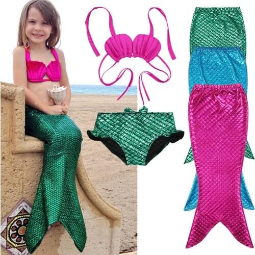 Hot Girls Kids Little Mermaid Tail Bikini Set Swimmable Swimming Swimsuit Costume Clothes