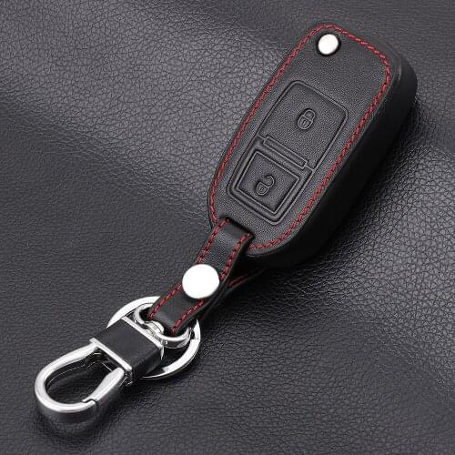 Leather 2 Button Car Flip Key Cover Case For VW Passat Polo Golf Seat Touran Bora Jetta Cady Touran Sharan Transporter