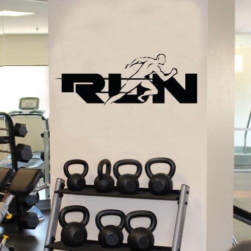 Creative Run Word Wall Stickers Jogging Running Sport Wall Decals Gym Interior Decoration Window Door Vinyl Art Murals Wallpaper
