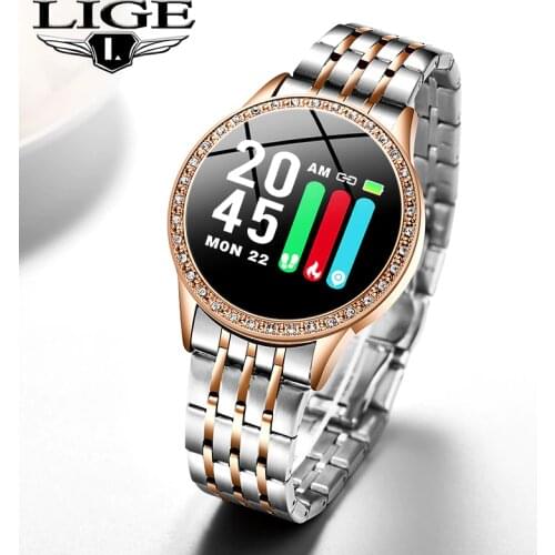 LIGE New Smart Watch Lady IP67 Waterproof Heart Rate Blood Pressure Monitoring Bluetooth Android IOS Fitness Tracker Smartwatch