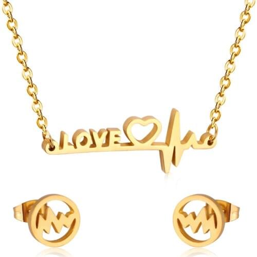 LUXUKISSKIDS Love Pendant Necklaces Round Earring Sets For Women Original Jewelry Set Valentines Day present