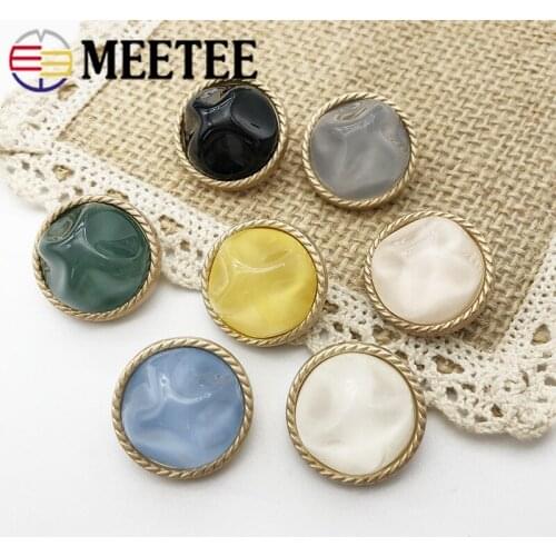 Meetee 10/20pcs 20mm Fashion Resin Rhinestones Decor Buckle Metal Shank Button for Women Suit Coat Jacket DIY Sewing Accessories