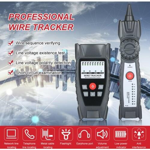 Wire Tracker Multifunctional RJ11 RJ45 Cable Tester Telephone Network Line Finder with Headphone for Network Maintenance