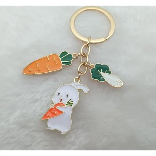 Fashion rabbit cabbage key ring metal key chain key chain jewelry antique drip oil rabbit rabbit carrot easter pendant