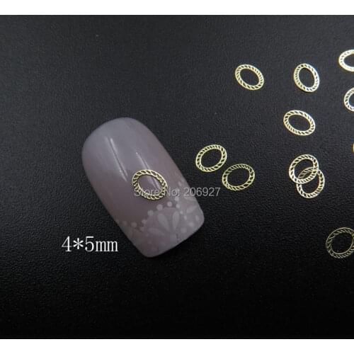 MS356-2 100pcs Gold Cute 4*5mm Oval Metal Sticker Nail Art Metal Sticker Nail Art Decoration Non-adhesive Sticker