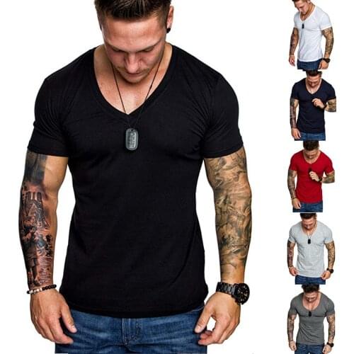 2021 Summer Hot Sale Men T-shirt Animal Fitness Cotton V-Neck Gym Muscle Bodybuilding 2019 New Men Tee T-shirt M-XXXL Size