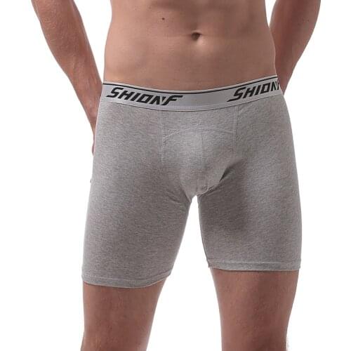 Men Underwear Long Leg Boxers Shorts Cotton Male Bulge Big Pouch Boxers Shorts Panties Breathabe Knee-length Fitness Lingerie