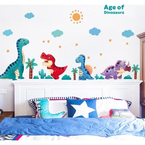 Dinosaur Wall Stickers for Kids Rooms Decoration Aesthetic Art Cartoon Animals Bor Girl Bedroom Home Decor Wallstickers Art