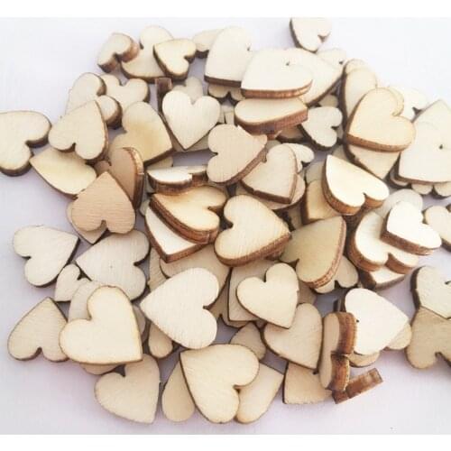 Nature 10-30mm Wood Love Heart Wooden For Diy Wedding Table Scatter Decor Scrapbook Crafts