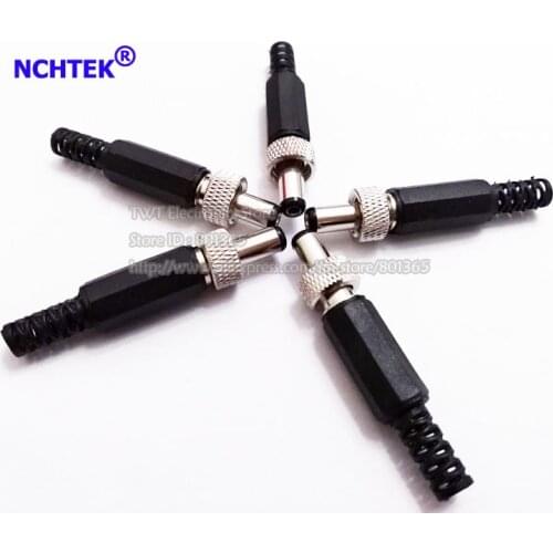 NCHTEK Lockable DC Power Male Plug 5.5x2.1mm Socket Adapter Connector With Screw Nut Locking For Cable/Free shipping/20PCS