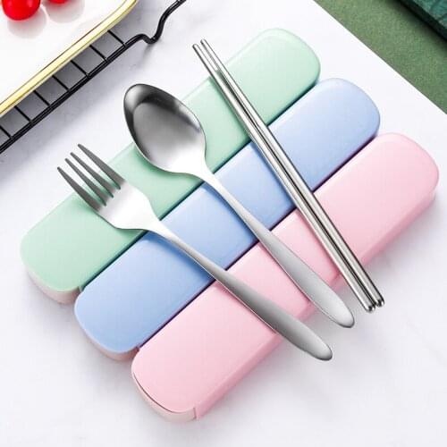 Stainless steel portable cutlery set fork spoon chopsticks three-piece advertising promotion gift giveaway