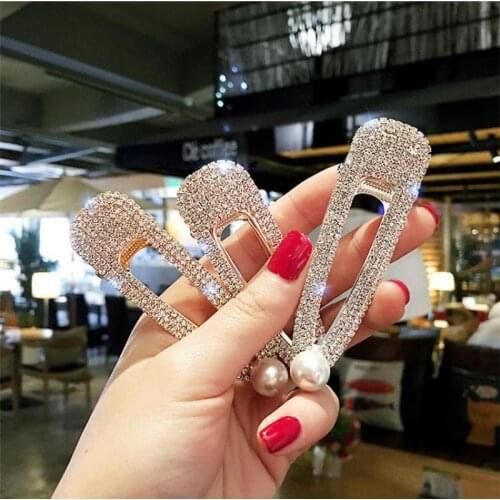 2019 New Rhinestone Pearl Hairpin Korean Net Red Bride Headdress Bangs Clip Hair Accessories Clip Side Clip Girl Card Headpiece