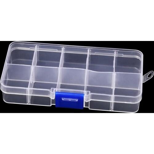 10 Grids Compartments Plastic Transparent Organizer Jewel Bead Case Cover Container Storage Box for Jewelry Pill