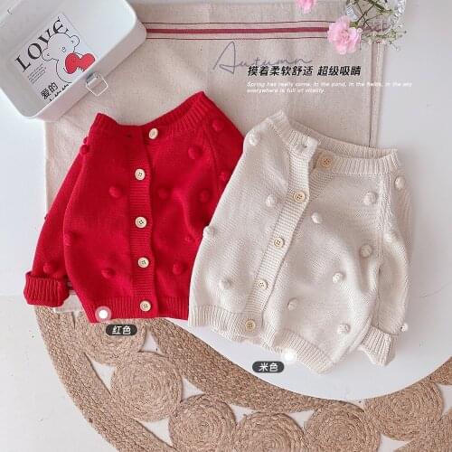 Autumn New Kids Girls Hair Ball Knit Cardigan