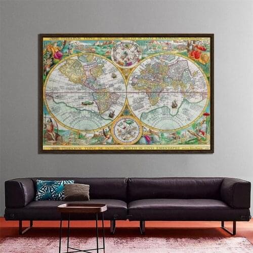 150x225cm Nordic Vintage World Map Posters and Prints Living Room Wall Art Pictures canvas Painting Home Decor