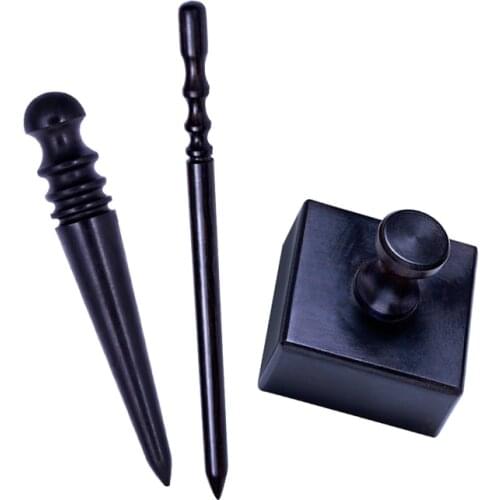 LMDZ Leather Edge Sandalwood Burnisher Black Wood Edge Slicker Leather Craft Tool Leather Polished Grinding Tools