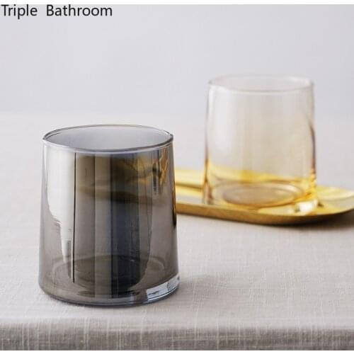 Nordic Simplicity Travel Portable Washing Cup Couple Home Bathroom Sets Glass Mouth Mug Storage Organizer Cup with Metal Tray