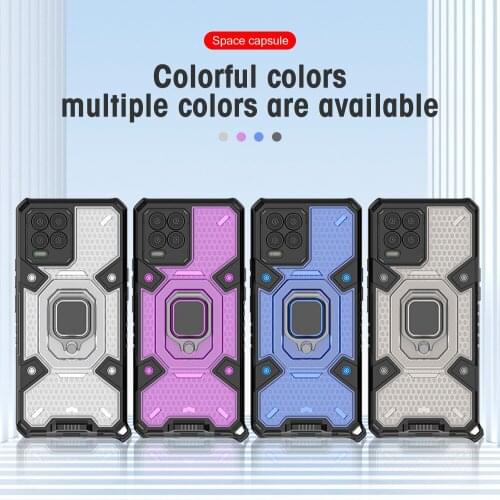 Shockproof Heavy Duty Armor Case For OPPO Realme 8 Pro Transparent Ring Stand Phone Cover Shell For Reno 6 Find X3 Realmy GT Neo