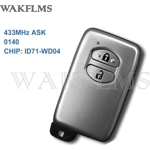2 Buttons Sliver 433MHz ASK 0140 Board ID71-WD04 Smart Remote Key For Toyota Keyless Entry Keyless Go Car Key Replacement