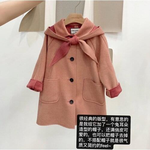 Baby Girl Wool Coats 2019 Winter New Toddler Girls Cute Hooded Jackets Kids Girls Wool Jacket Outwear Kids Casual Wool Coat 2-4Y