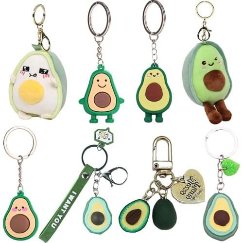 Cute Creative Avocado Stuffed Plush Toy Keychain Cartoon Creative PVC Soft Avocado Backpack Keychain Avocado Toys Gifts For Girl