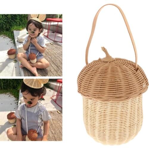 Straw Purse Handbag Women Pine Cones Rattan Bags Beach Travel Basket Tote