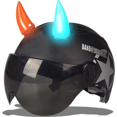 Bike Motorcycle Helmet light 2PC Devil Horn Corner Double-sided tape Resilient Plastic Headwear Rubber Horns cycling Decoration