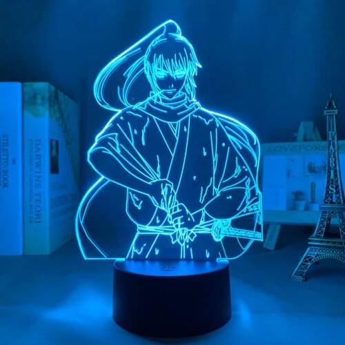 Gintama Led Night Light for Kids Bedroom Decor Nightlight Birthday Gift Anime Gadget Room Table Lamp Okita Sougo