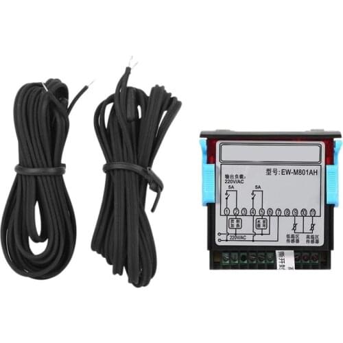 AC 220V 5A All-Purpose Digital Temperature Difference Controller Differential Thermostat With Sensor Probe Water Heater