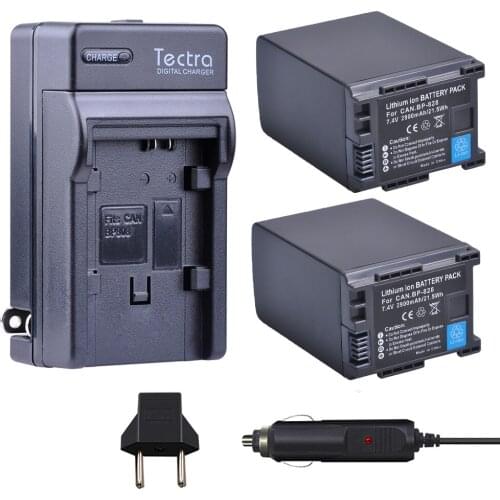 Tectra 2Pcs 2900mAh BP-828 BP828 Bateria + Digital Charger for Canon VIXIA HFG10 HFG30 HFM30 HFM300 HFM40 HFM400 HFS30 HF20 HG20