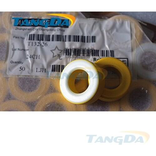 KT132-26 Tangda T132 Iron Power Cores inductor T132-26 33.0*17.5*10.7 mm yellow white coated ferrite ring core filtering