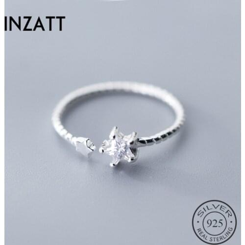 INZATT Real 925% Sterling Silver Zircon Star Opening Ring For Pretty Women Wedding Ring Romantic Fine Jewelry fashion 2019 Gift
