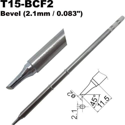 10 PCS T15-BCF2 Bevel 2.1mm Soldering Tip for HAKKO FX-951 FX-950 FX-952 FX-9501 FM-2028 FM2027 Iron Handle Bit Replacement