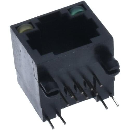 100PCS/Lot all plastic with lamp network interface RJ45 socket female 8P8C cable socket