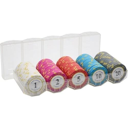 100pcs Acylic Chips sets Clay Las Vegas Casino Crown Poker Chip Sets Texas Hold'em ABS/Plastic/Ceramic Pokers Coins with tray